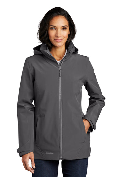Eddie Bauer EB657 Womens WeatherEdge 3-in-1 Water Resistant Full Zip Hooded Jacket Steel Grey/Metal Grey Model Front