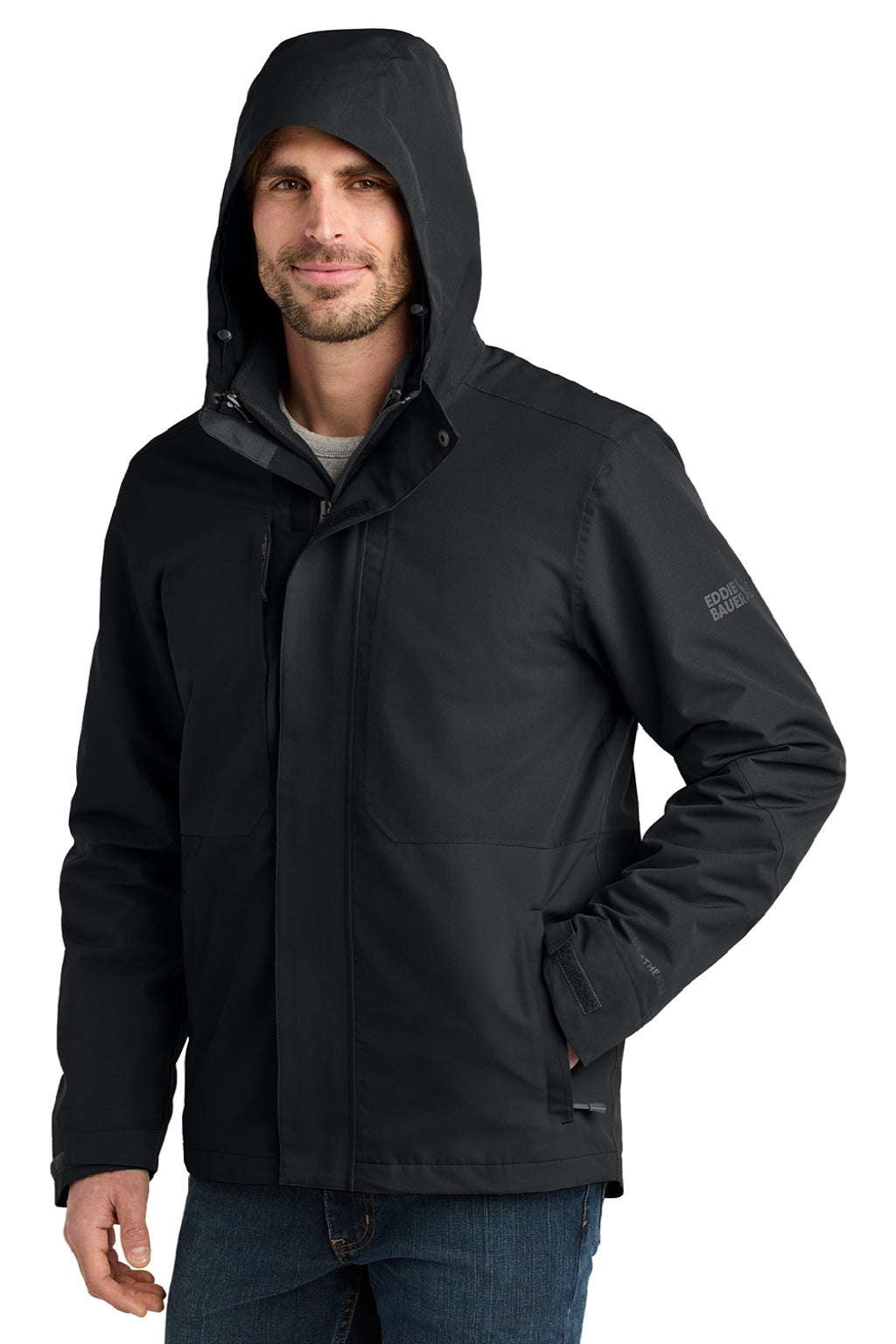 Eddie Bauer EB658 Mens WeatherEdge Ridge 3 In 1 Full Zip Jacket Black Model 3Q
