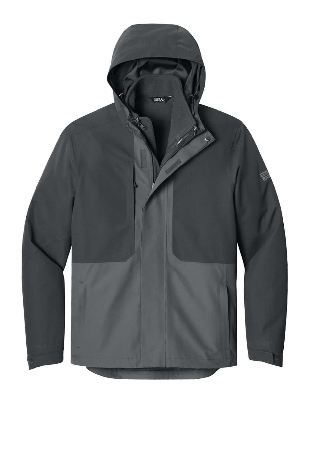 Eddie Bauer EB658 Mens WeatherEdge Ridge 3 In 1 Full Zip Jacket Steel Grey/Metal Grey Flat Front