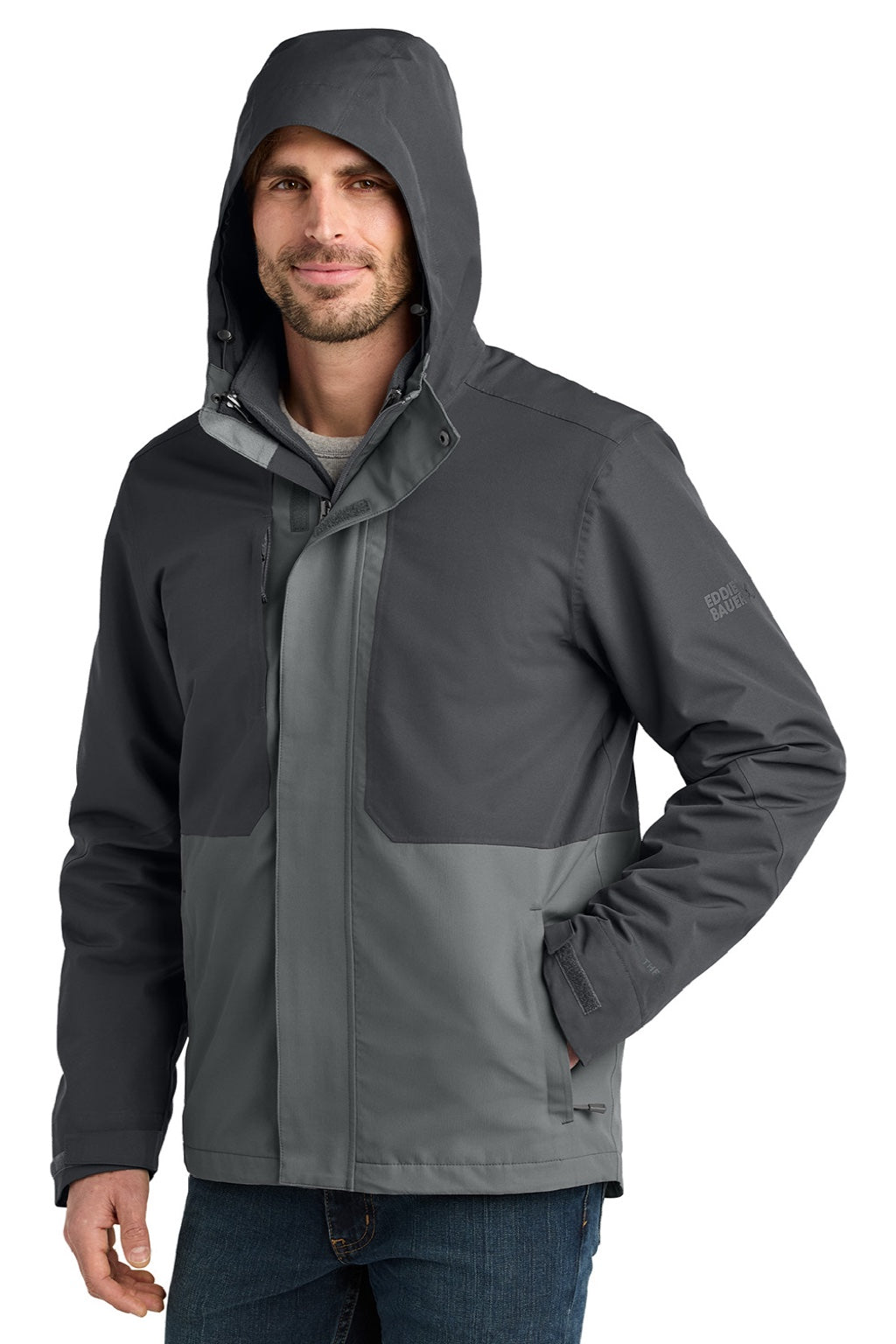 Eddie Bauer EB658 Mens WeatherEdge Ridge 3 In 1 Full Zip Jacket Steel Grey/Metal Grey Model 3Q