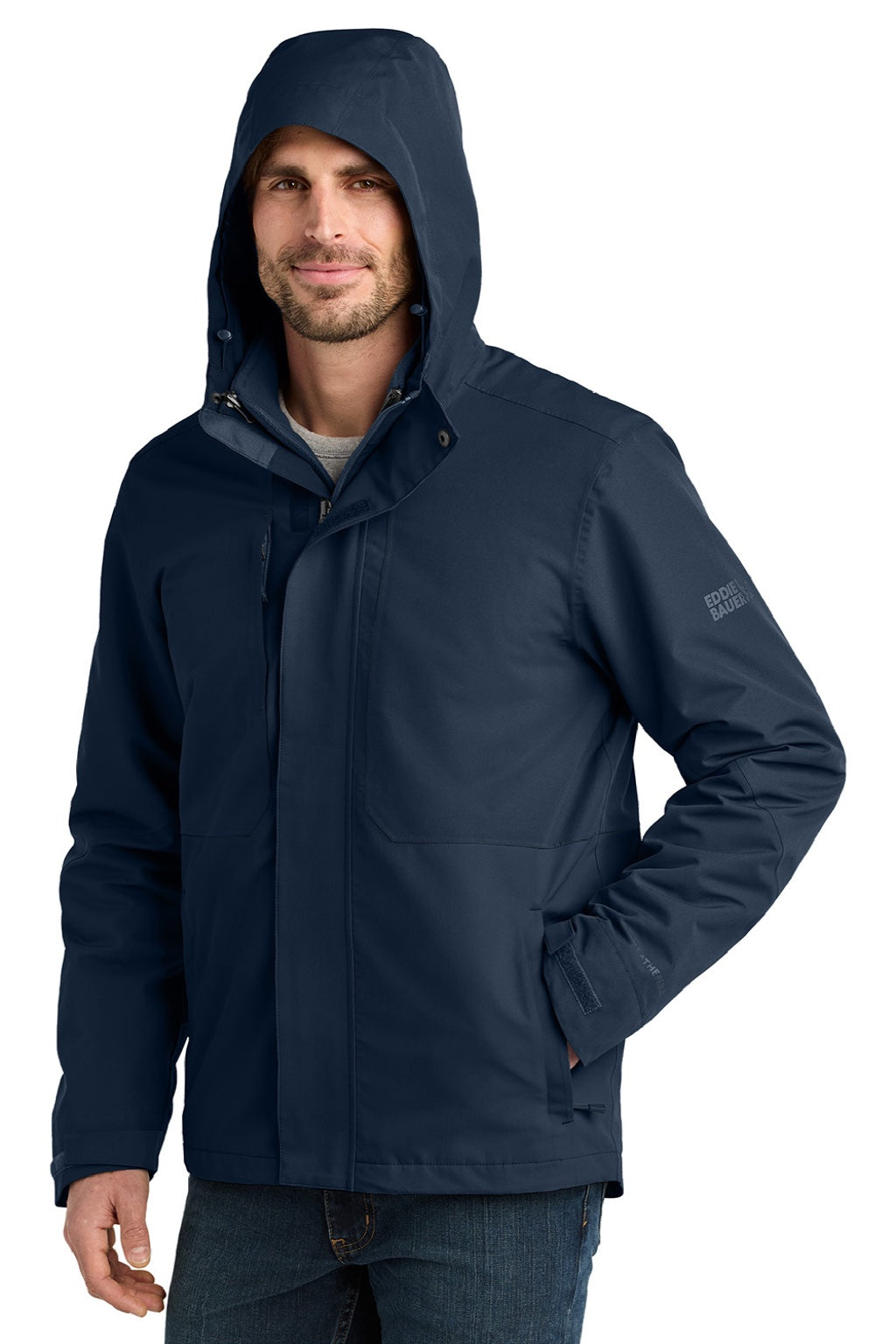Eddie Bauer EB658 Mens WeatherEdge Ridge 3 In 1 Full Zip Jacket River Navy Blue Model 3Q