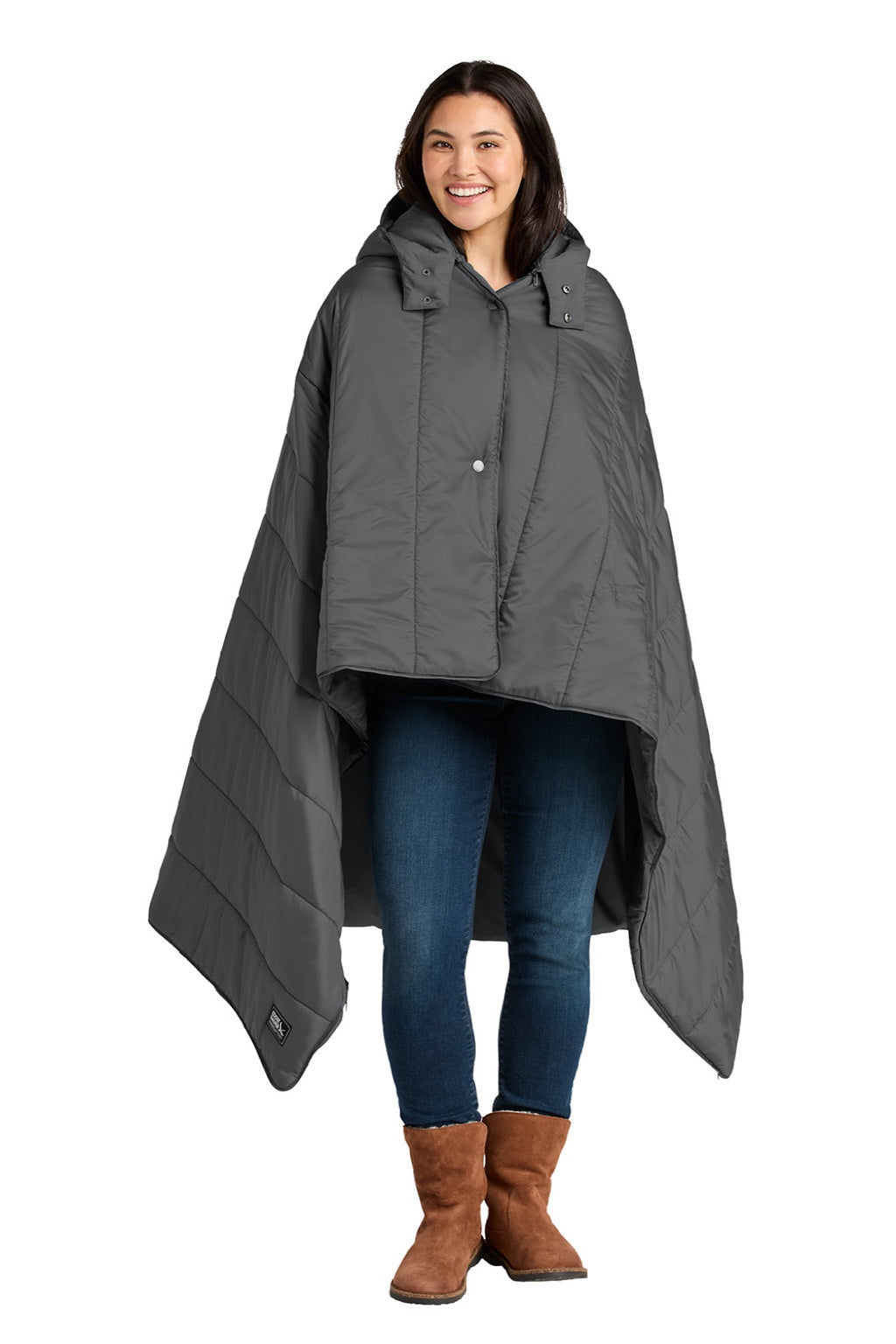 Eddie Bauer EB755 Mens Puffy Camp Poncho Metal Grey Model Front