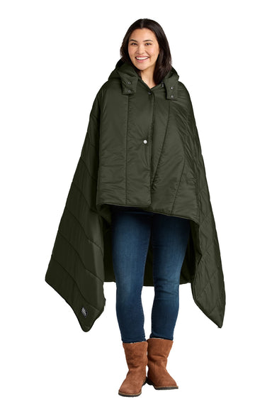 Eddie Bauer EB755 Mens Puffy Camp Poncho Olive Green Model Front