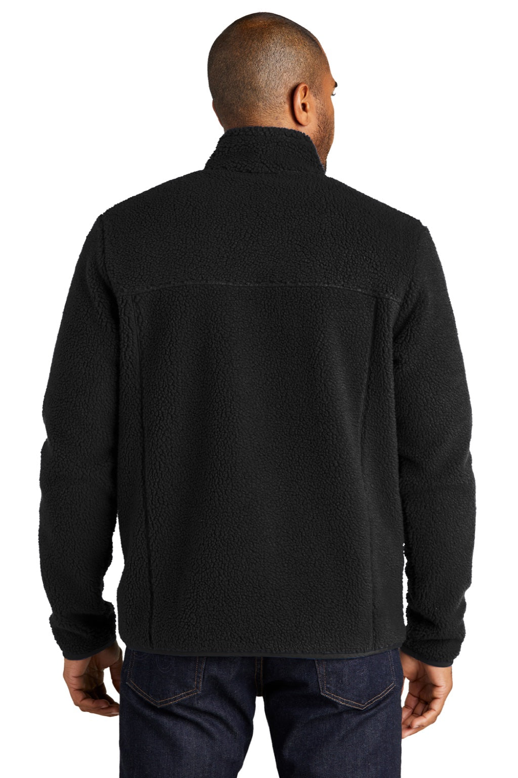 Port Authority F140 Mens Camp Fleece 1/4 Snap Sweatshirt w/ Pockets Deep Black Model Back
