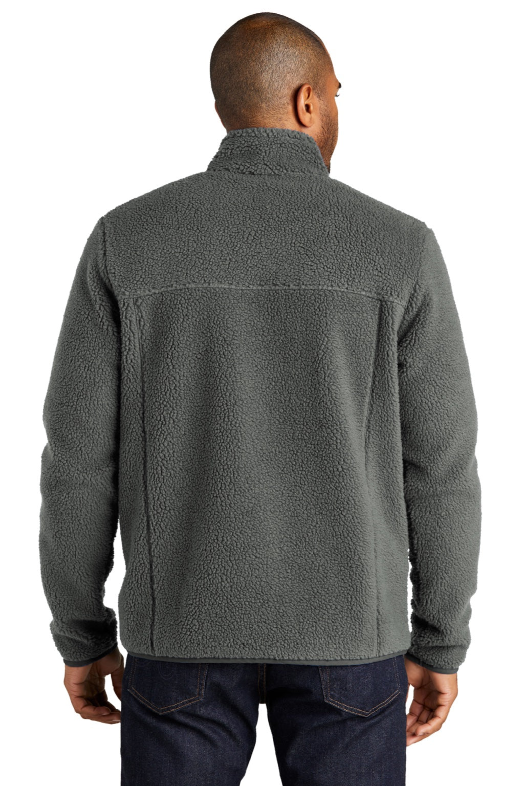 Port Authority F140 Mens Camp Fleece 1/4 Snap Sweatshirt w/ Pockets Steel Grey Model Back