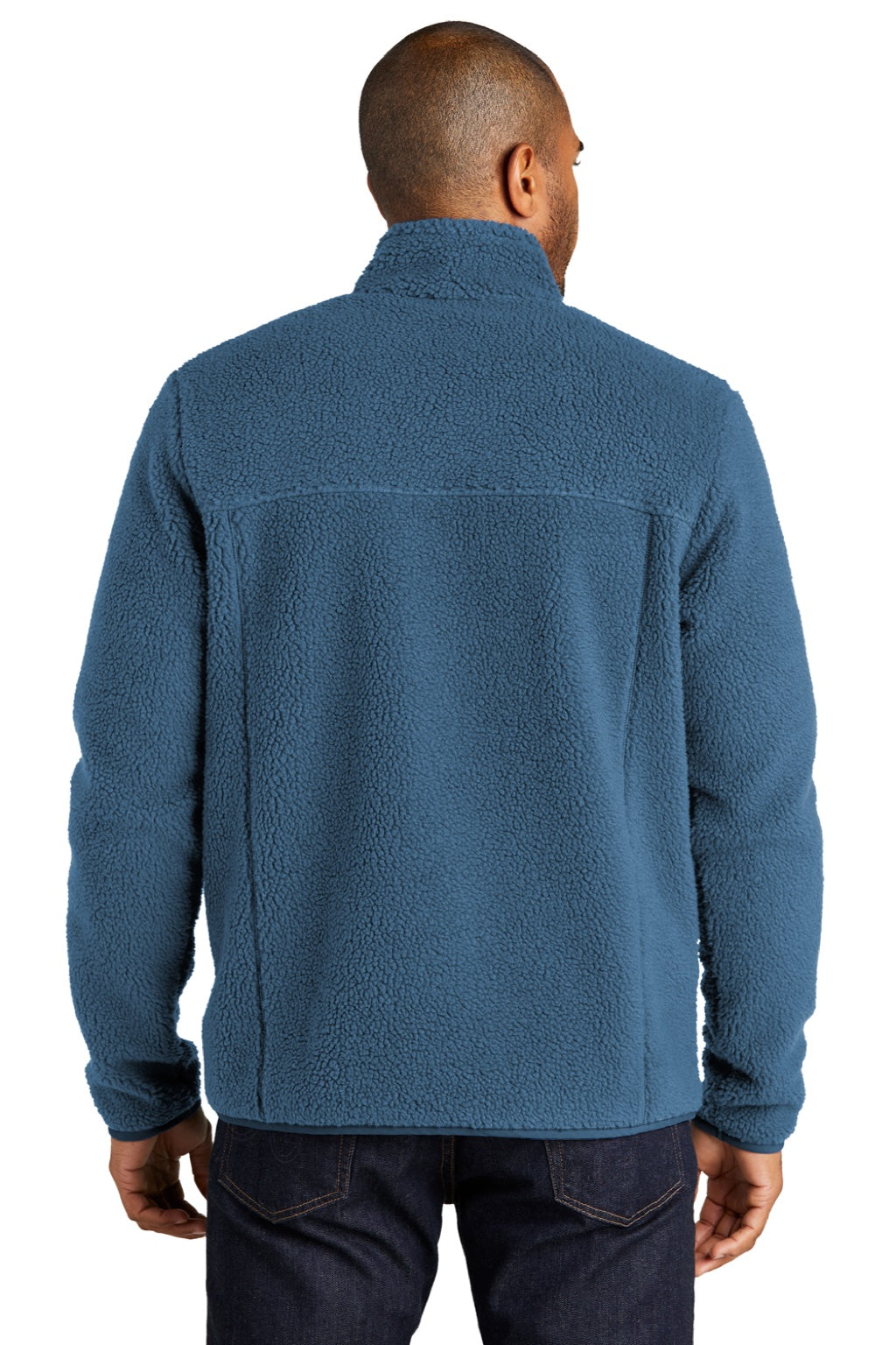 Port Authority F140 Mens Camp Fleece 1/4 Snap Sweatshirt w/ Pockets Regatta Blue Model Back