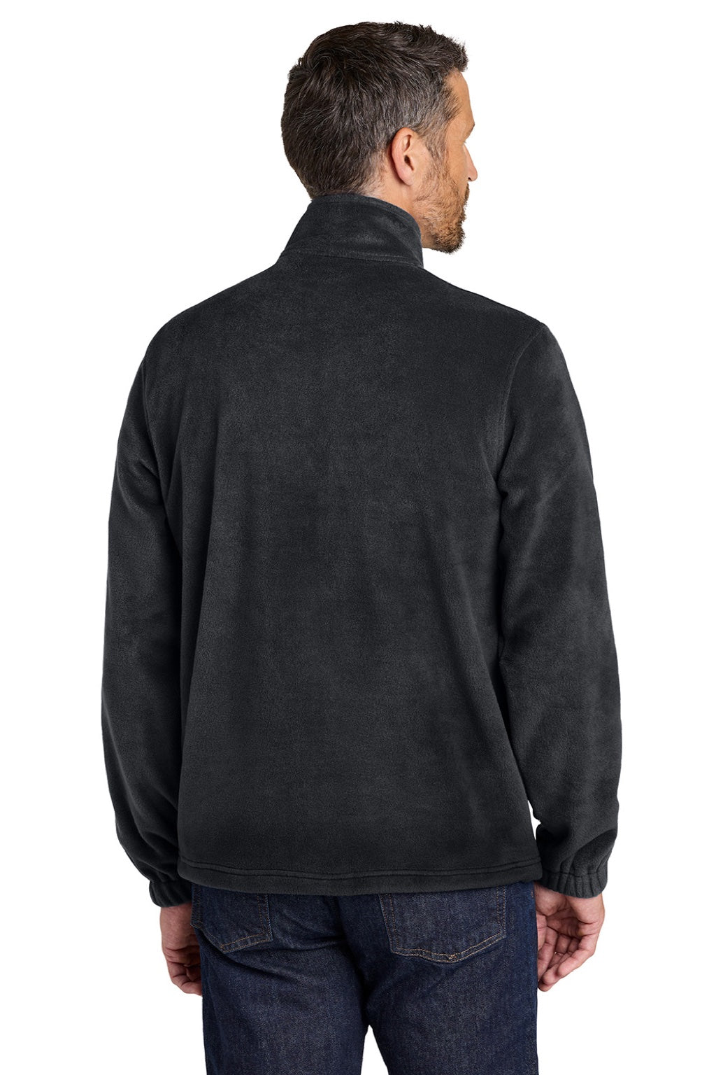 Port Authority F190 Mens Plush Fleece Full Zip Jacket Black Model Back
