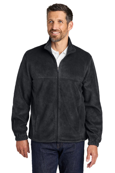Port Authority F190 Mens Plush Fleece Full Zip Jacket Black Model Front