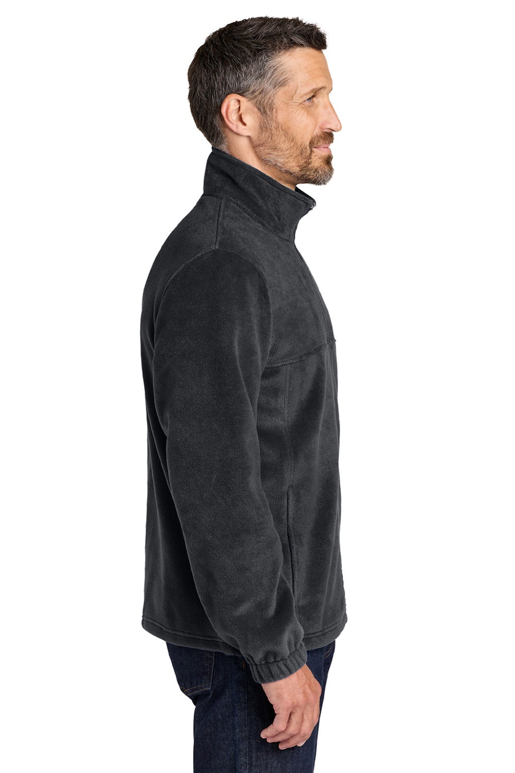 Port Authority F190 Mens Plush Fleece Full Zip Jacket Black Model Side