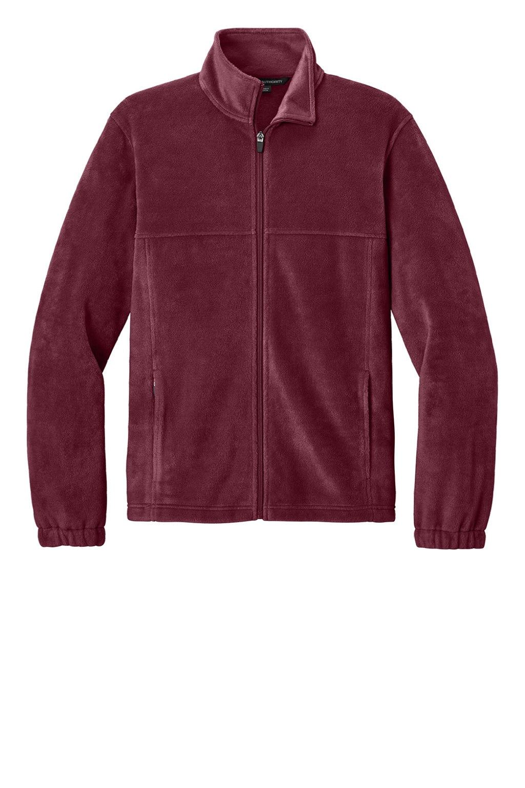 Port Authority F190 Mens Plush Fleece Full Zip Jacket Burgundy Flat Front