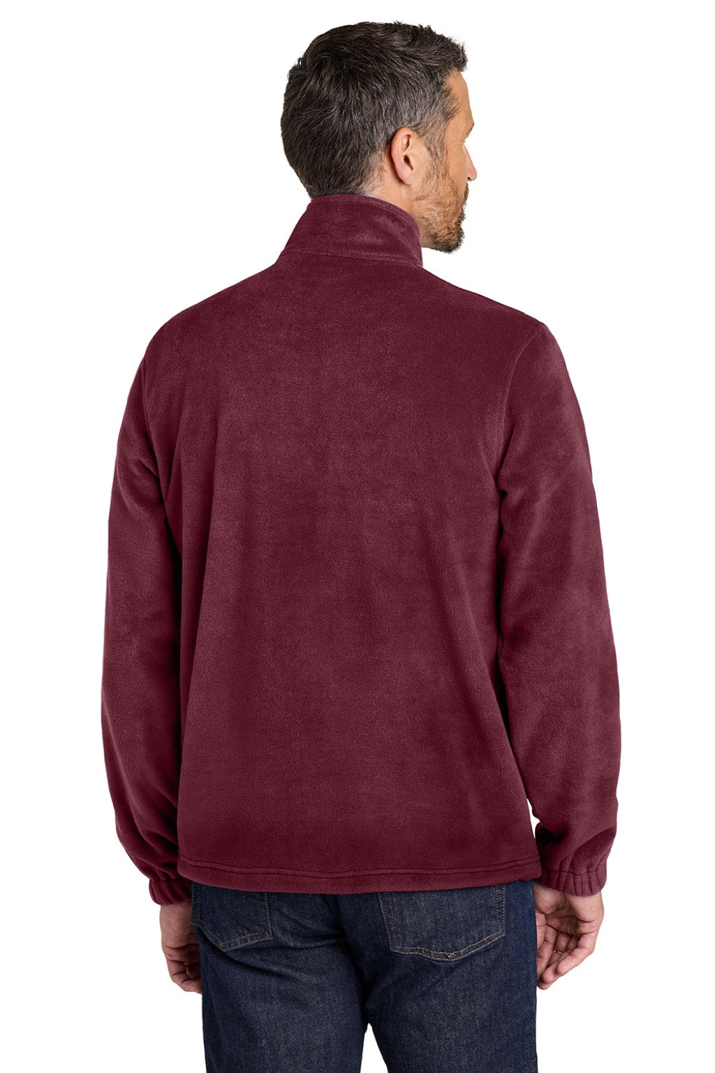 Port Authority F190 Mens Plush Fleece Full Zip Jacket Burgundy Model Back