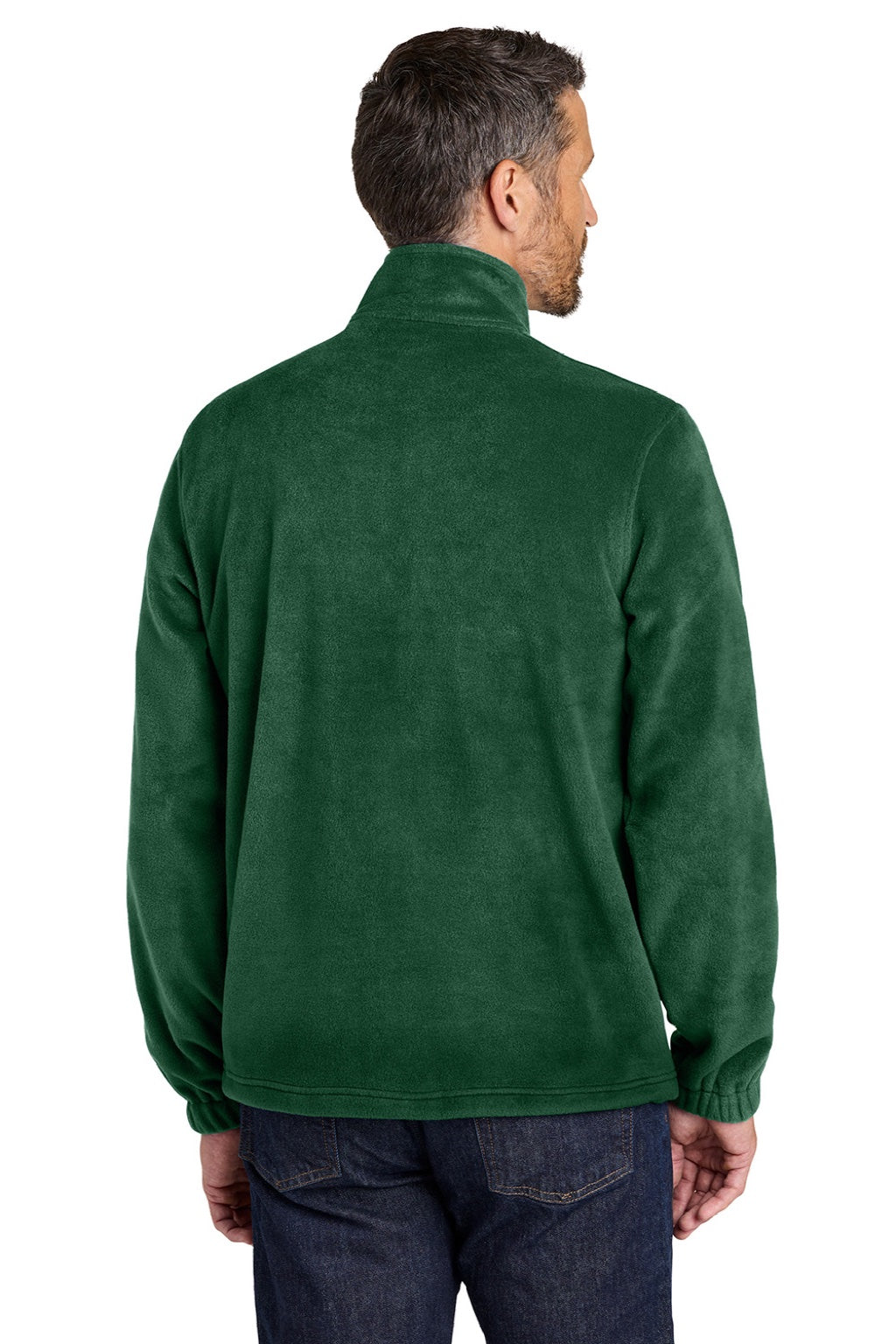 Port Authority F190 Mens Plush Fleece Full Zip Jacket Dark Green Model Back