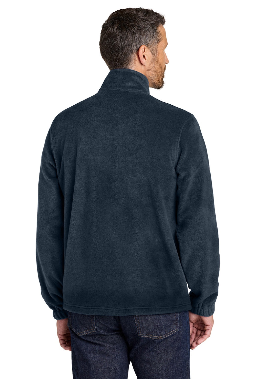 Port Authority F190 Mens Plush Fleece Full Zip Jacket Night Navy Blue Model Back