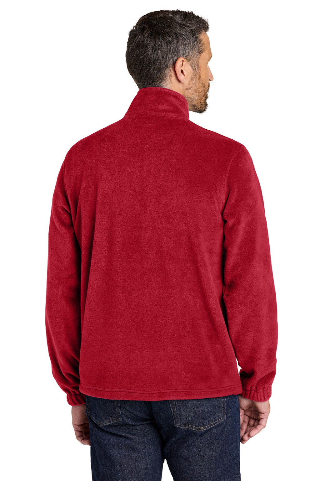 Port Authority F190 Mens Plush Fleece Full Zip Jacket Rich Red Model Back