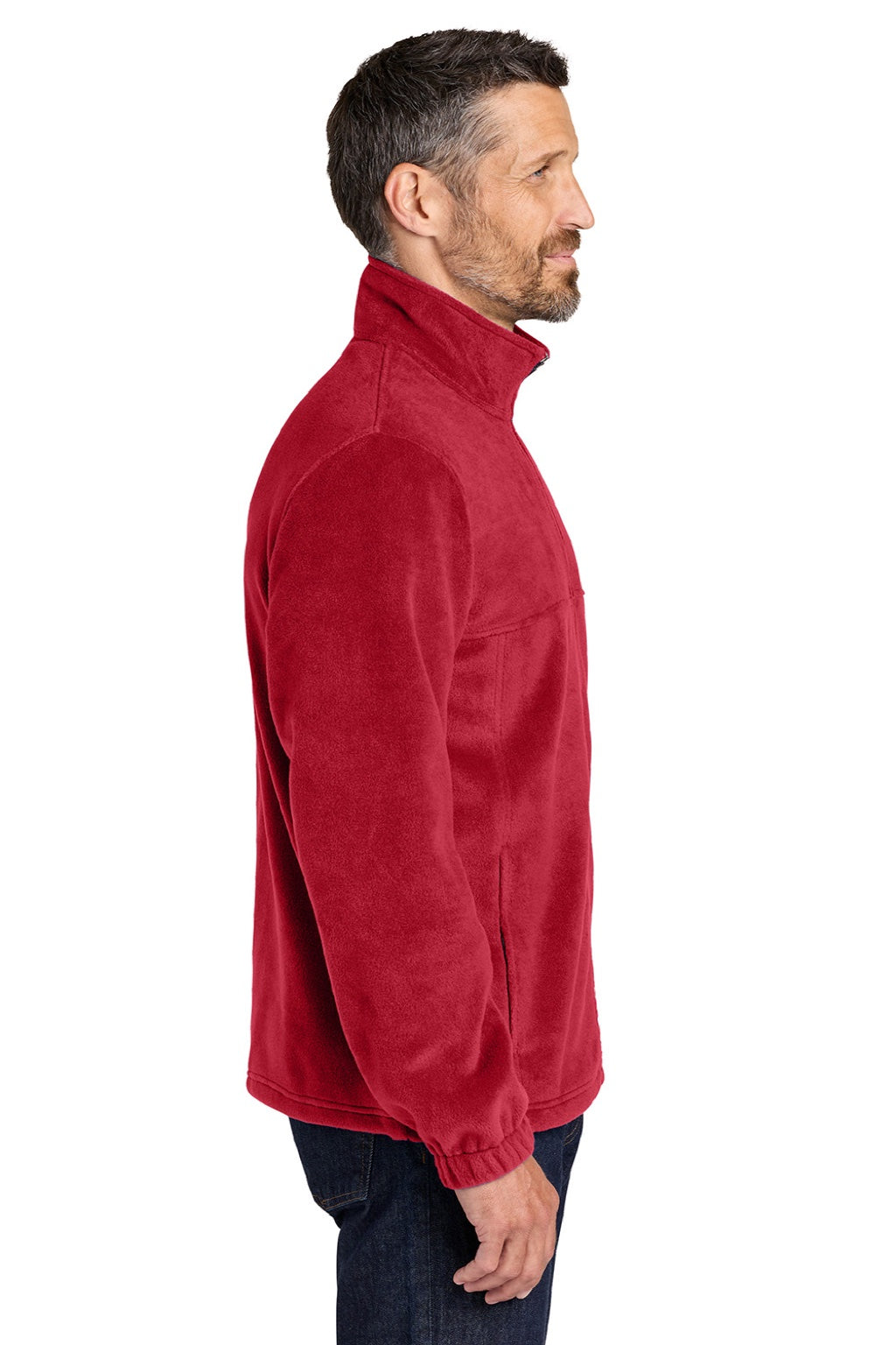 Port Authority F190 Mens Plush Fleece Full Zip Jacket Rich Red Model Side