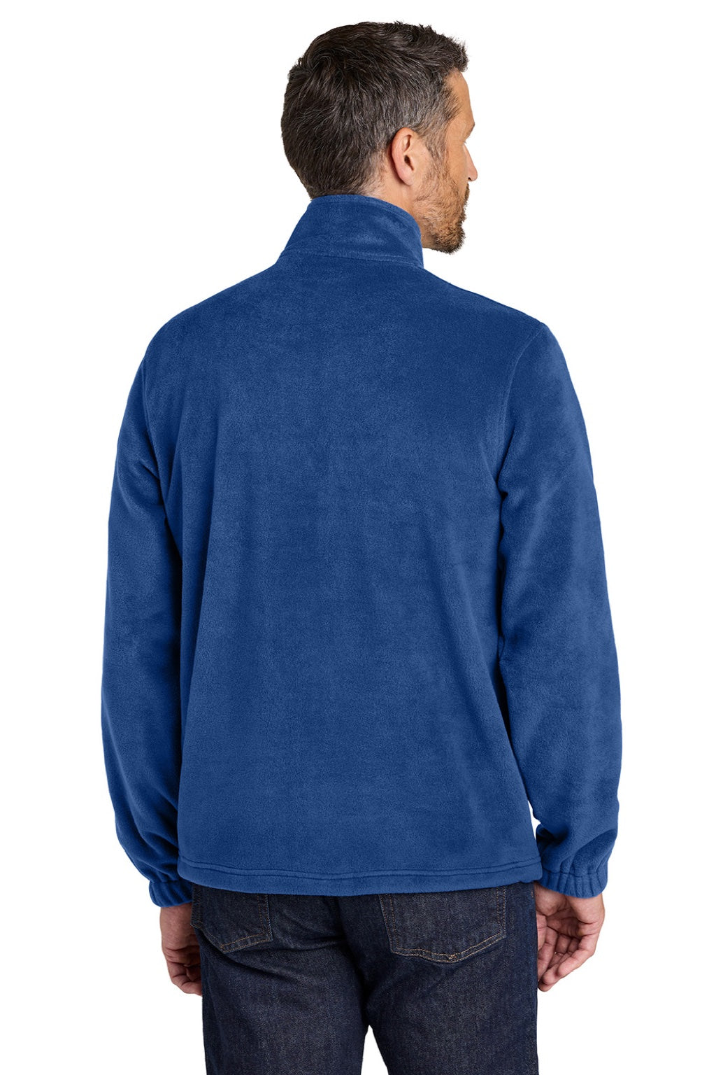 Port Authority F190 Mens Plush Fleece Full Zip Jacket Royal Blue Model Back