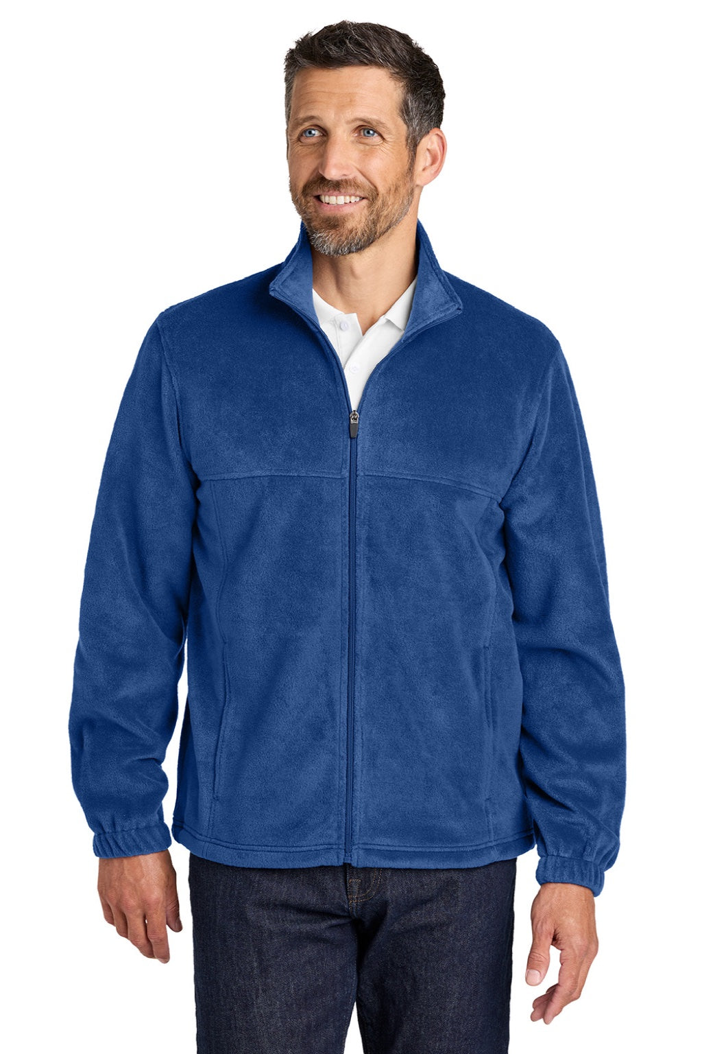 Port Authority F190 Mens Plush Fleece Full Zip Jacket Royal Blue Model Front