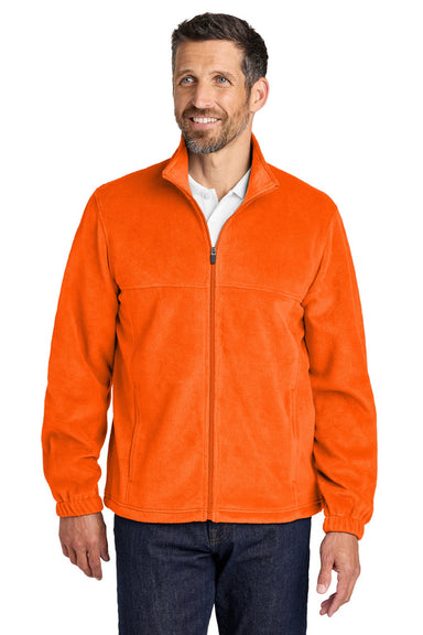 Port Authority F190 Mens Plush Fleece Full Zip Jacket Safety Orange Model Front