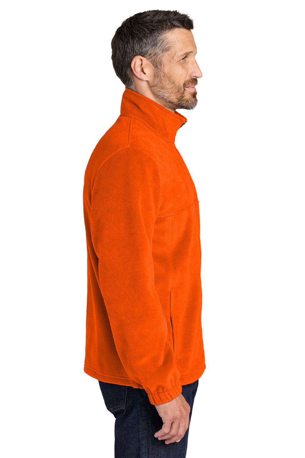 Port Authority F190 Mens Plush Fleece Full Zip Jacket Safety Orange Model Side