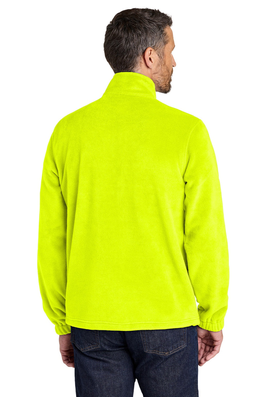 Port Authority F190 Mens Plush Fleece Full Zip Jacket Safety Yellow Model Back
