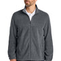 Port Authority Mens Plush Fleece Full Zip Jacket - Heather Storm Grey - NEW