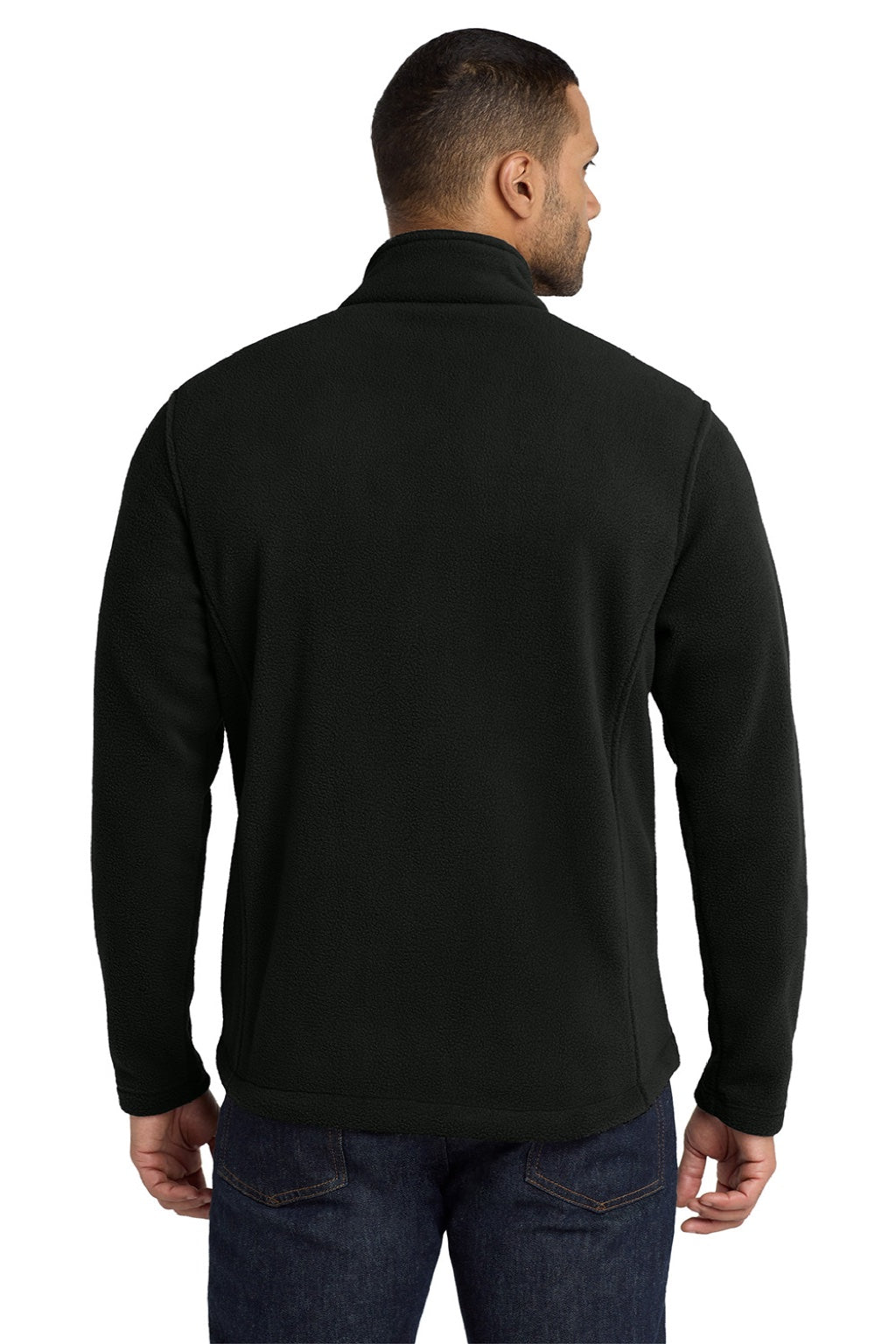 Port Authority F217 Mens Full Zip Fleece Jacket Black Model Back