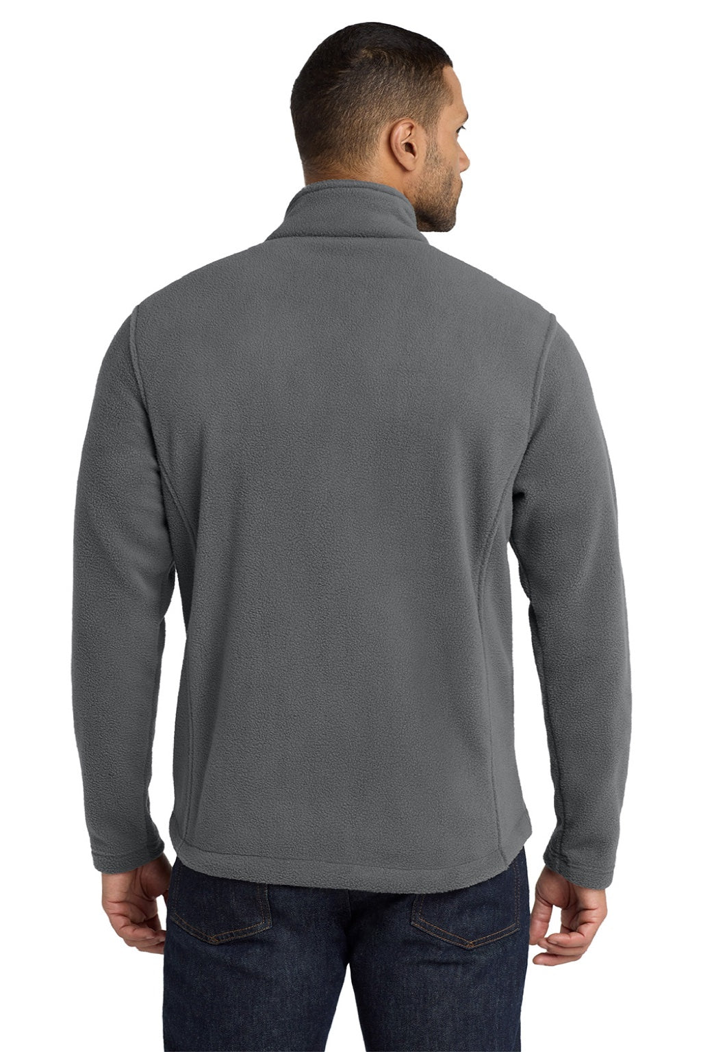 Port Authority F217 Mens Full Zip Fleece Jacket Deep Smoke Grey Model Back