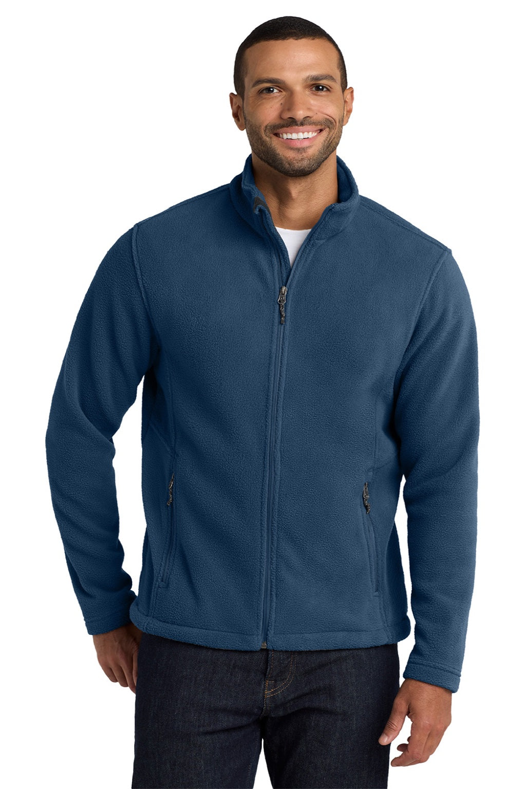 Port Authority F217 Mens Full Zip Fleece Jacket Insignia Blue Model Front