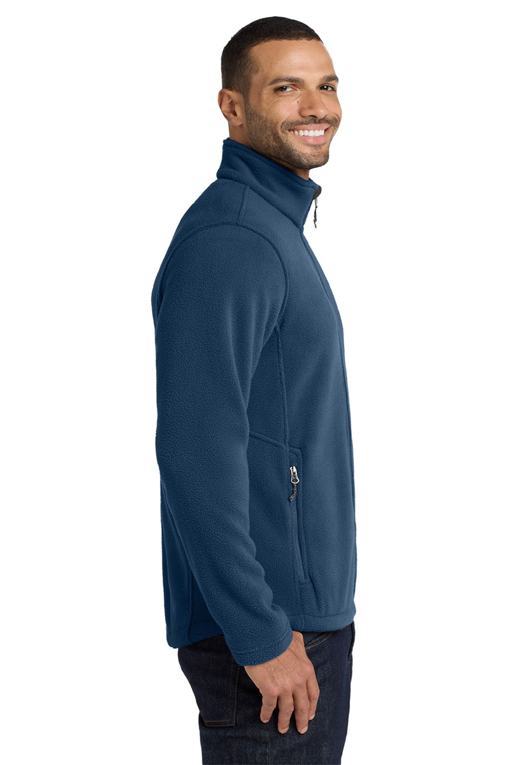 Port Authority F217 Mens Full Zip Fleece Jacket Insignia Blue Model Side