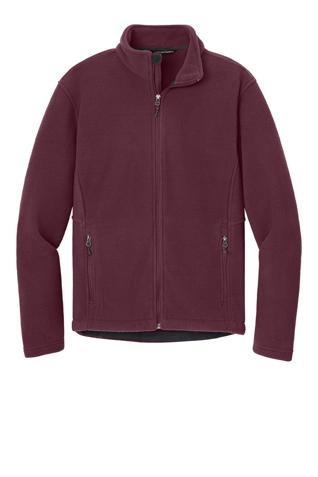 Port Authority F217 Mens Full Zip Fleece Jacket Maroon Flat Front