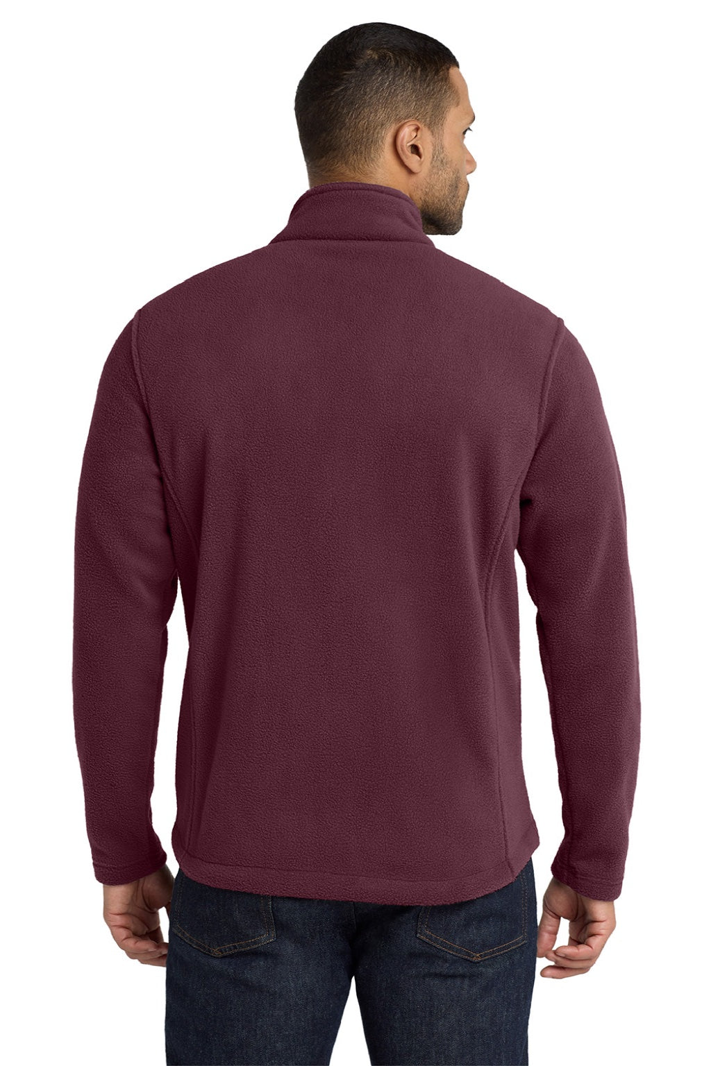Port Authority F217 Mens Full Zip Fleece Jacket Maroon Model Back