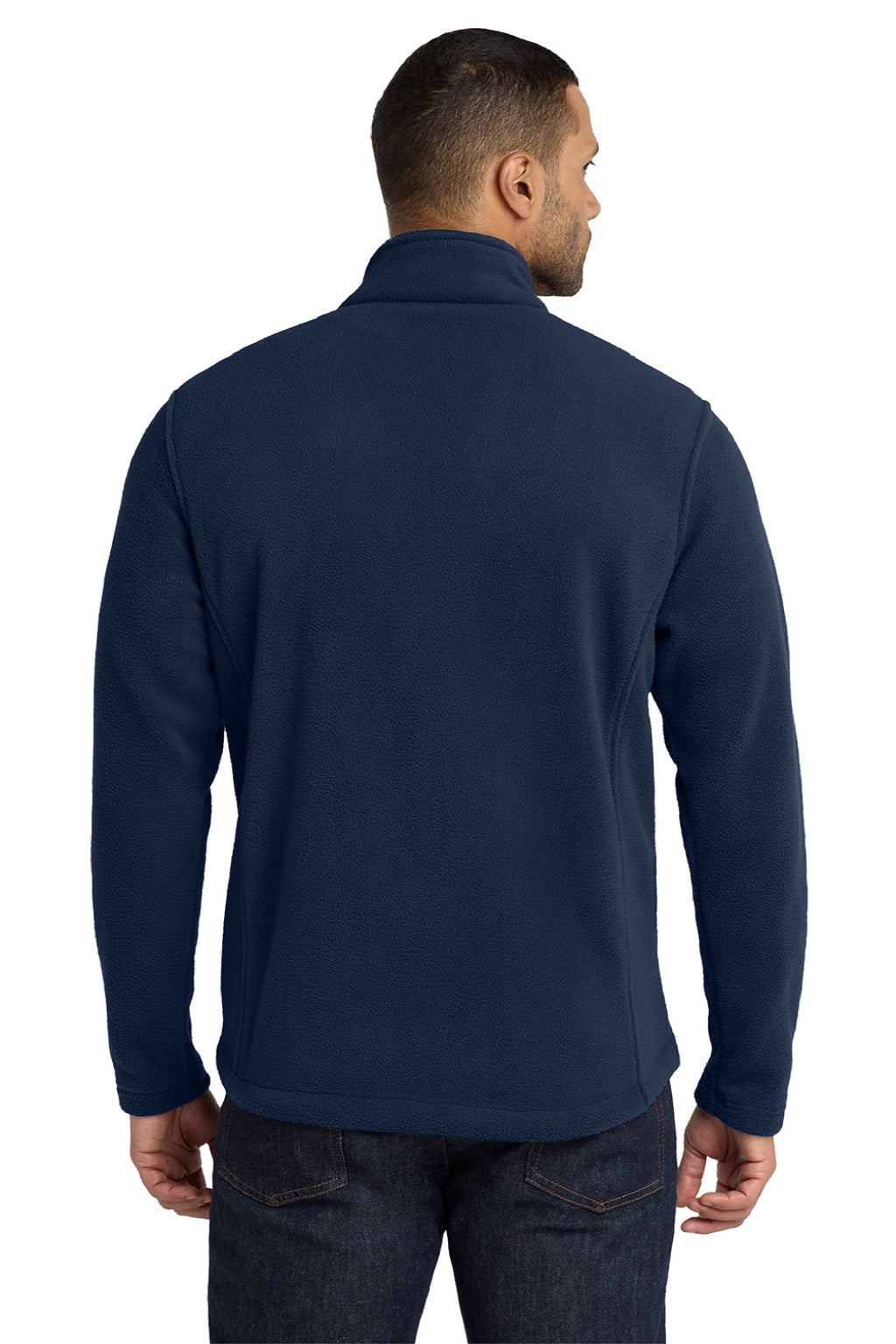 Port Authority F217 Mens Full Zip Fleece Jacket True Navy Blue Model Back