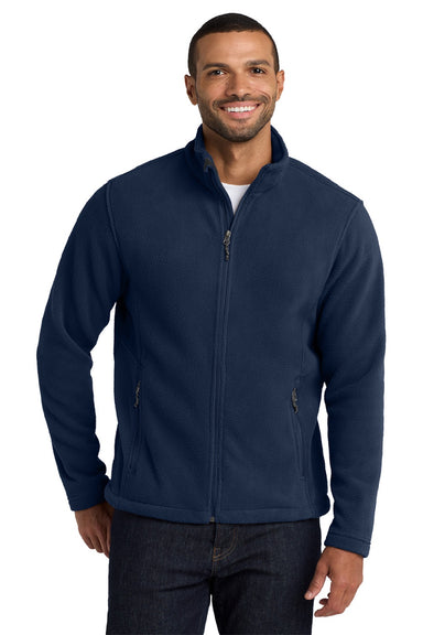 Port Authority F217 Mens Full Zip Fleece Jacket True Navy Blue Model Front