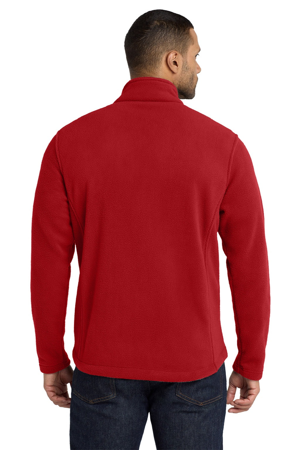 Port Authority F217 Mens Full Zip Fleece Jacket True Red Model Back