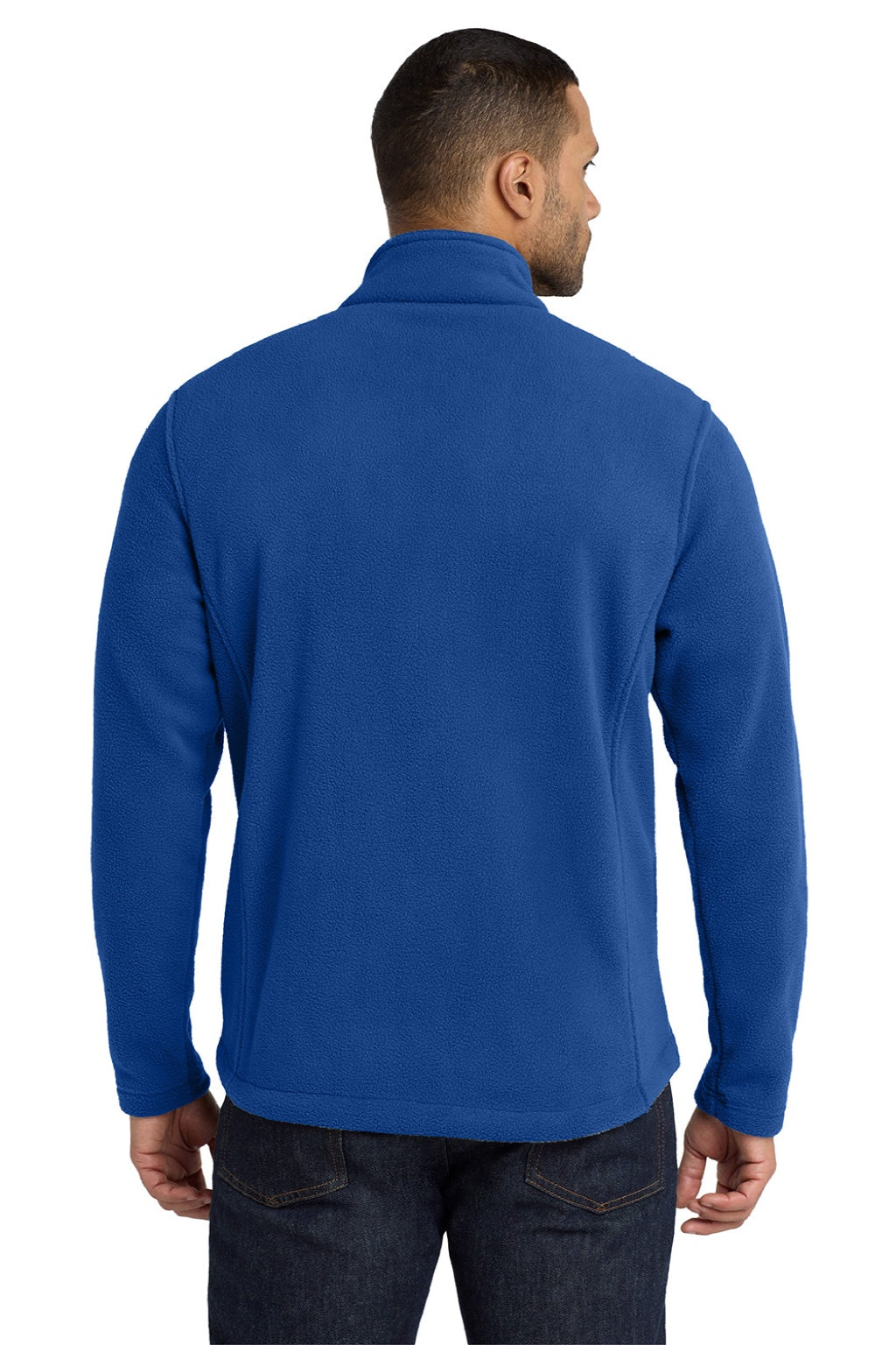 Port Authority F217 Mens Full Zip Fleece Jacket True Royal Blue Model Back