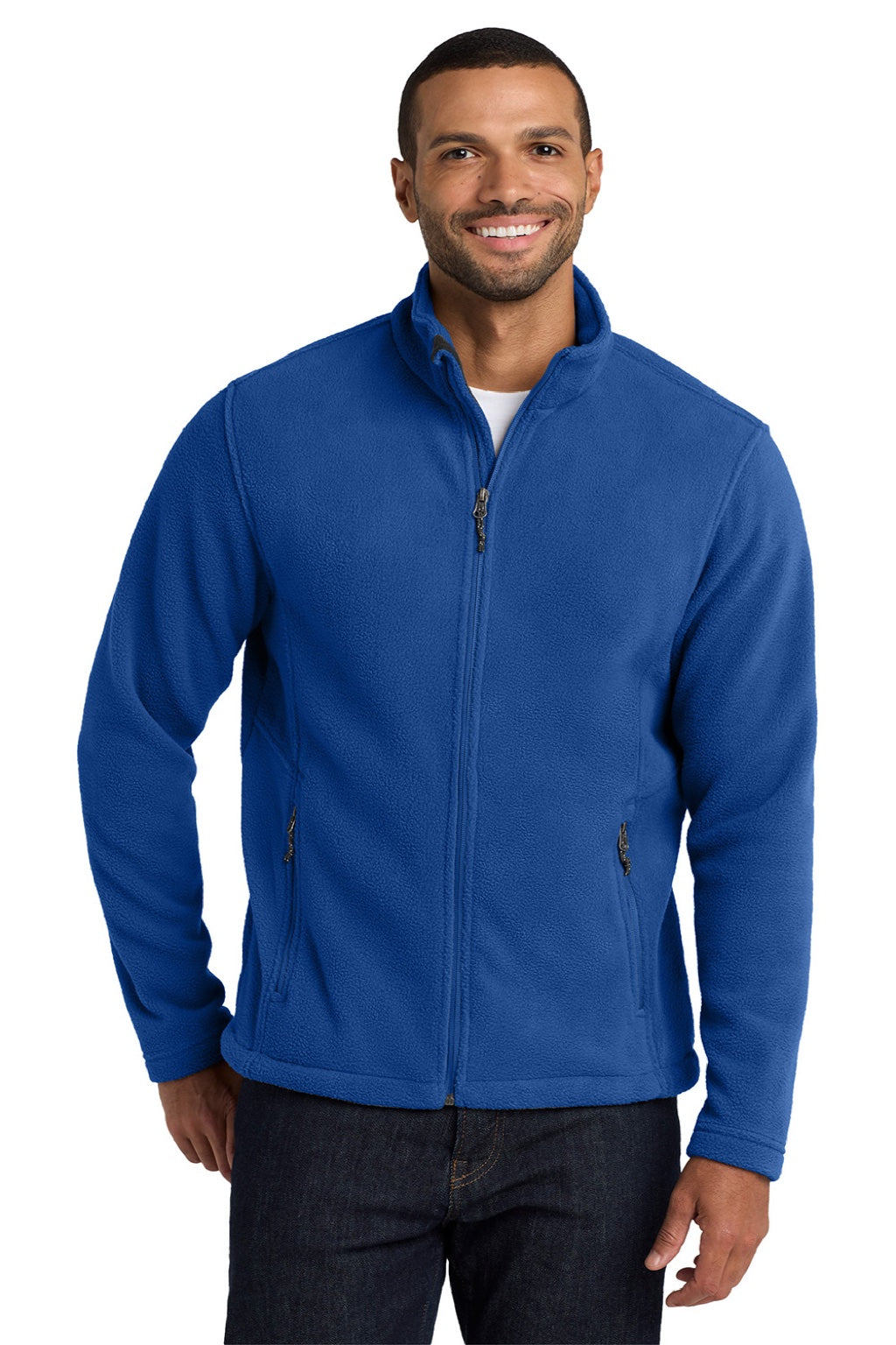 Port Authority F217 Mens Full Zip Fleece Jacket True Royal Blue Model Front