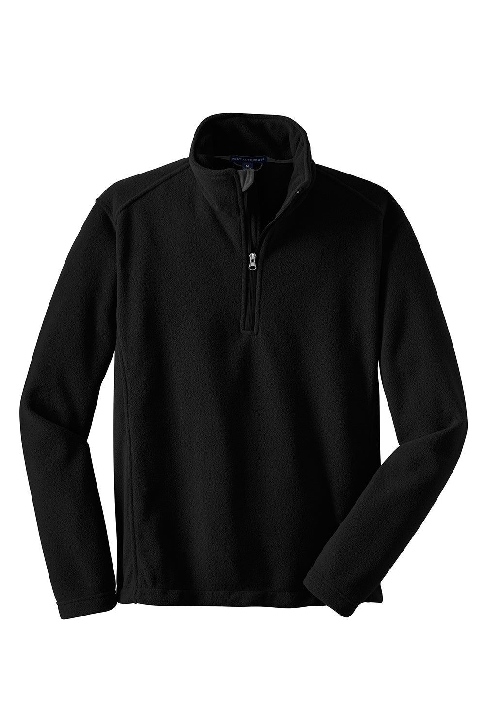 Port Authority F218 Mens Fleece 1/4 Zip Sweatshirt Black Flat Front