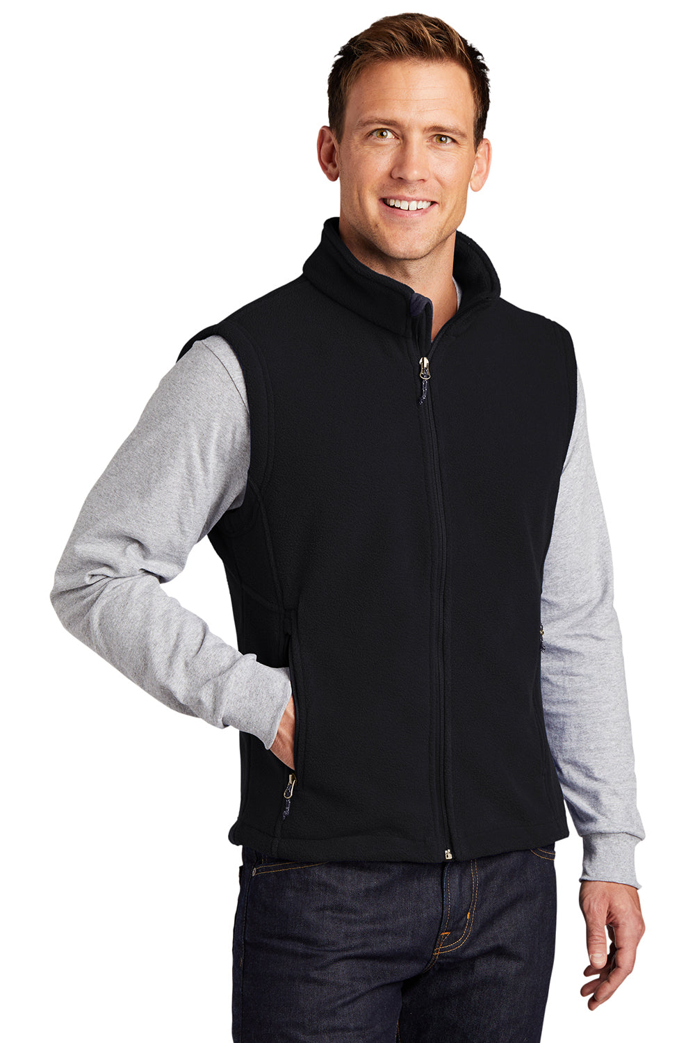 Port Authority F219 Mens Full Zip Fleece Vest Black Model 3q