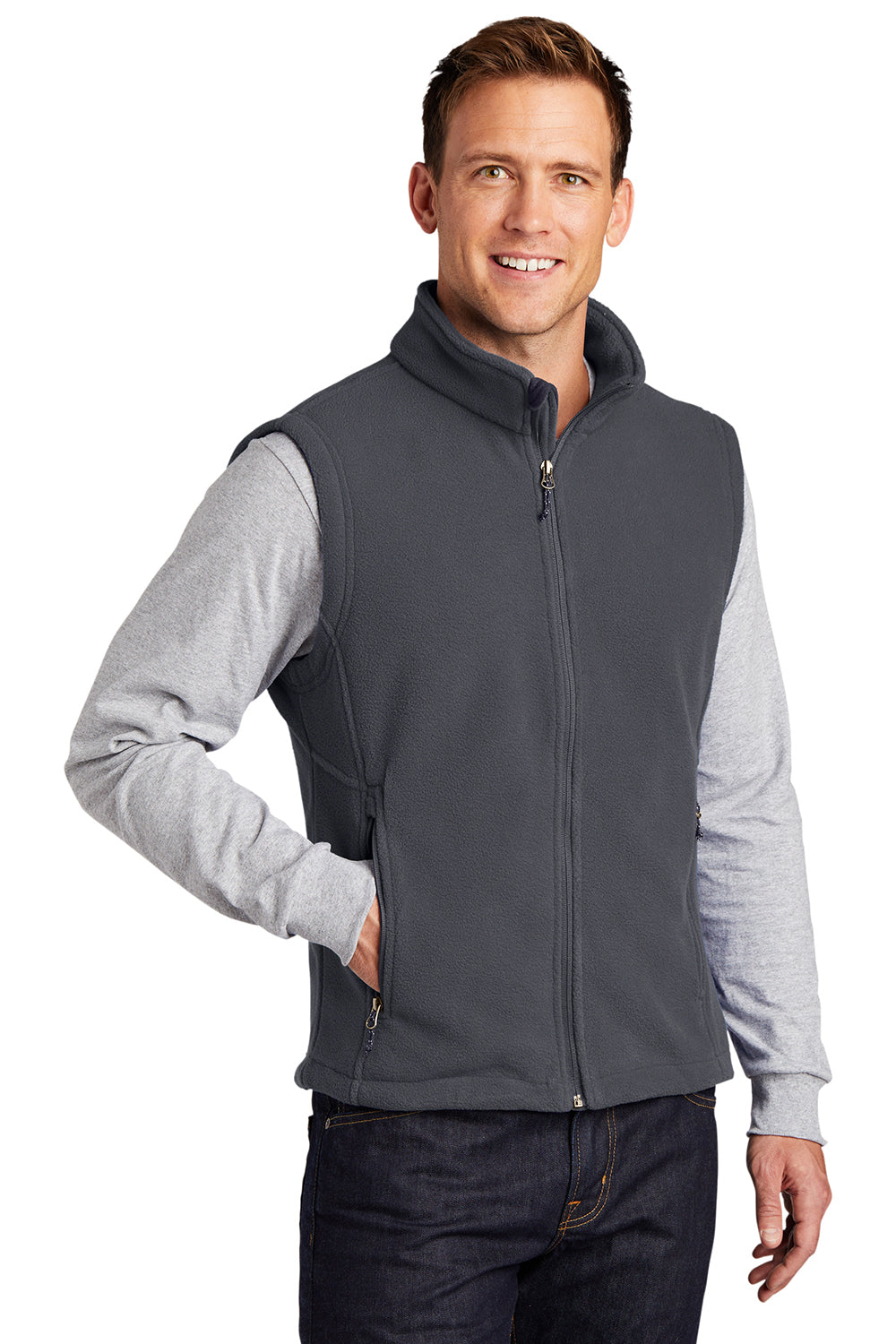 Port Authority F219 Mens Full Zip Fleece Vest Iron Grey Model 3q