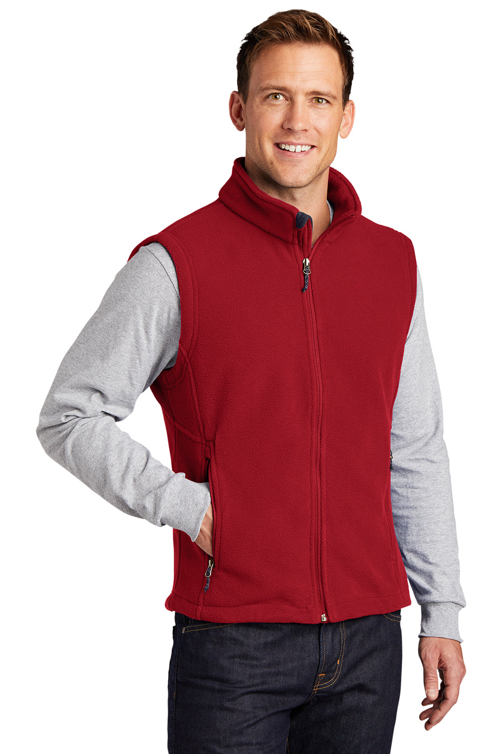 Port Authority F219 Mens Full Zip Fleece Vest True Red Model 3q