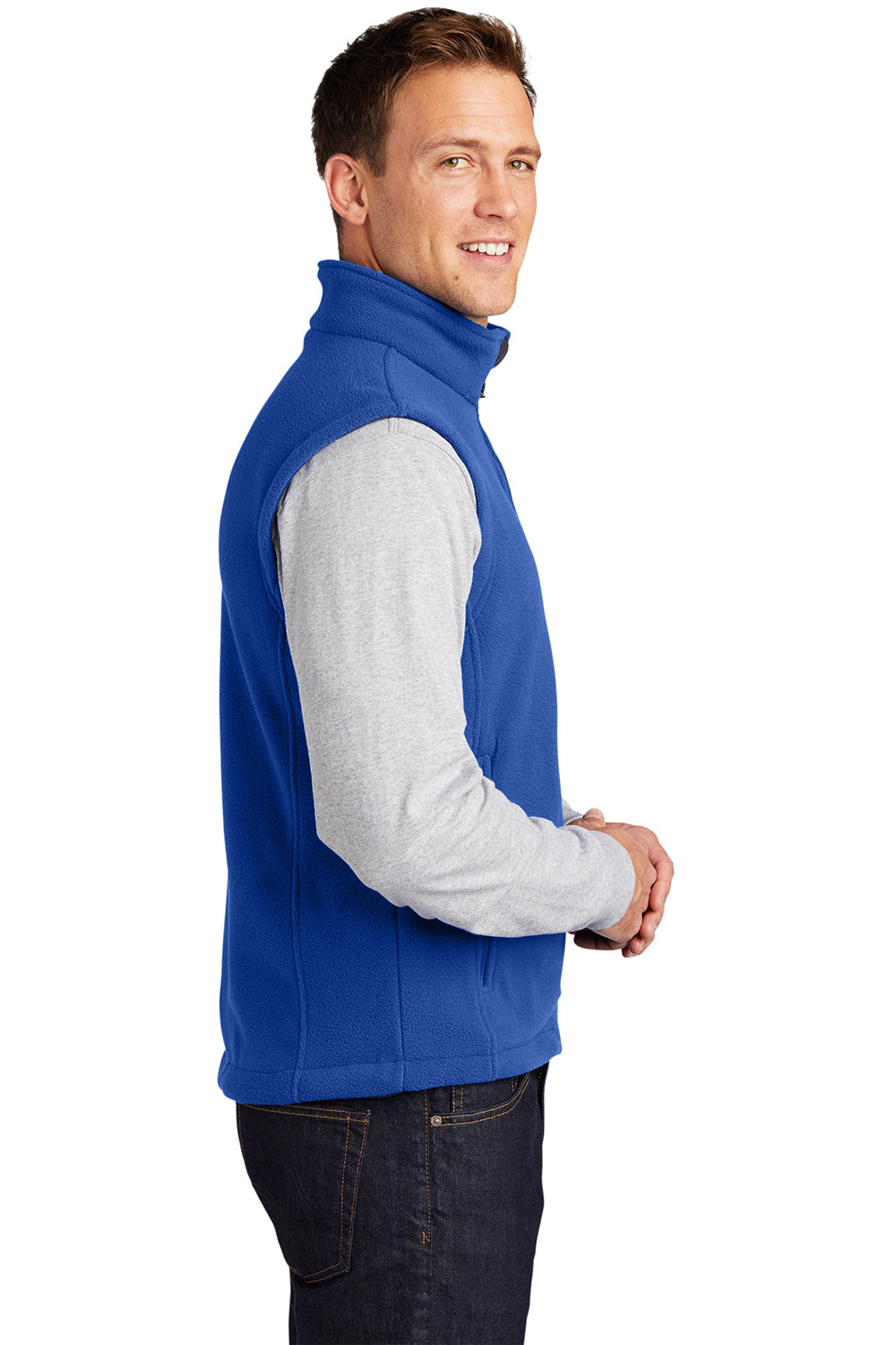 Port Authority F219 Mens Full Zip Fleece Vest True Royal Blue Model Side