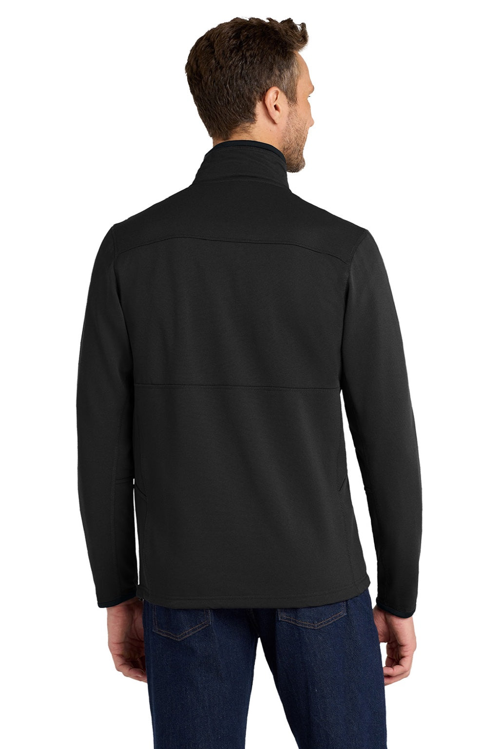 Port Authority F222 Mens Full Zip Fleece Jacket Black Model Back