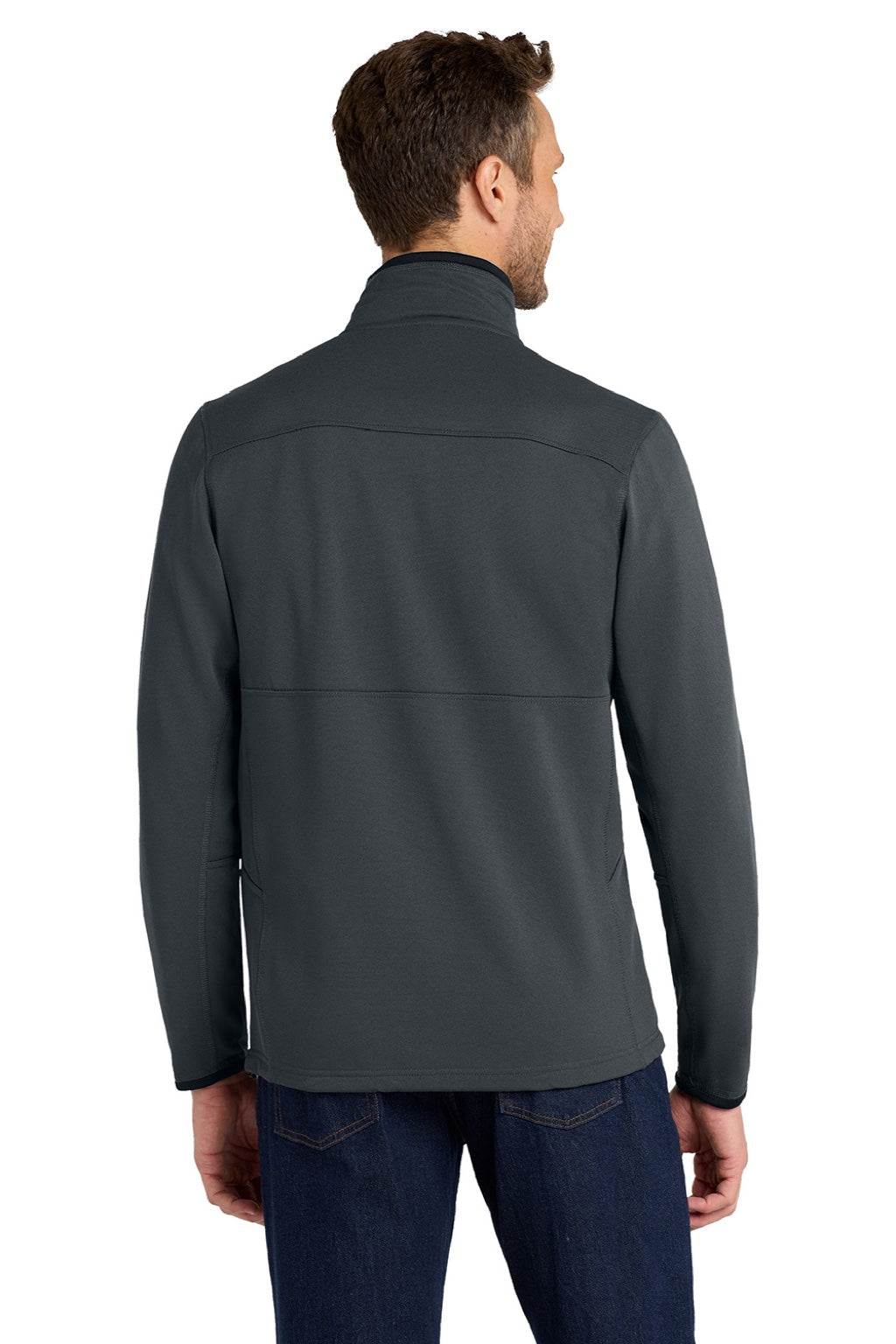 Port Authority F222 Mens Full Zip Fleece Jacket Graphite Grey Model Back