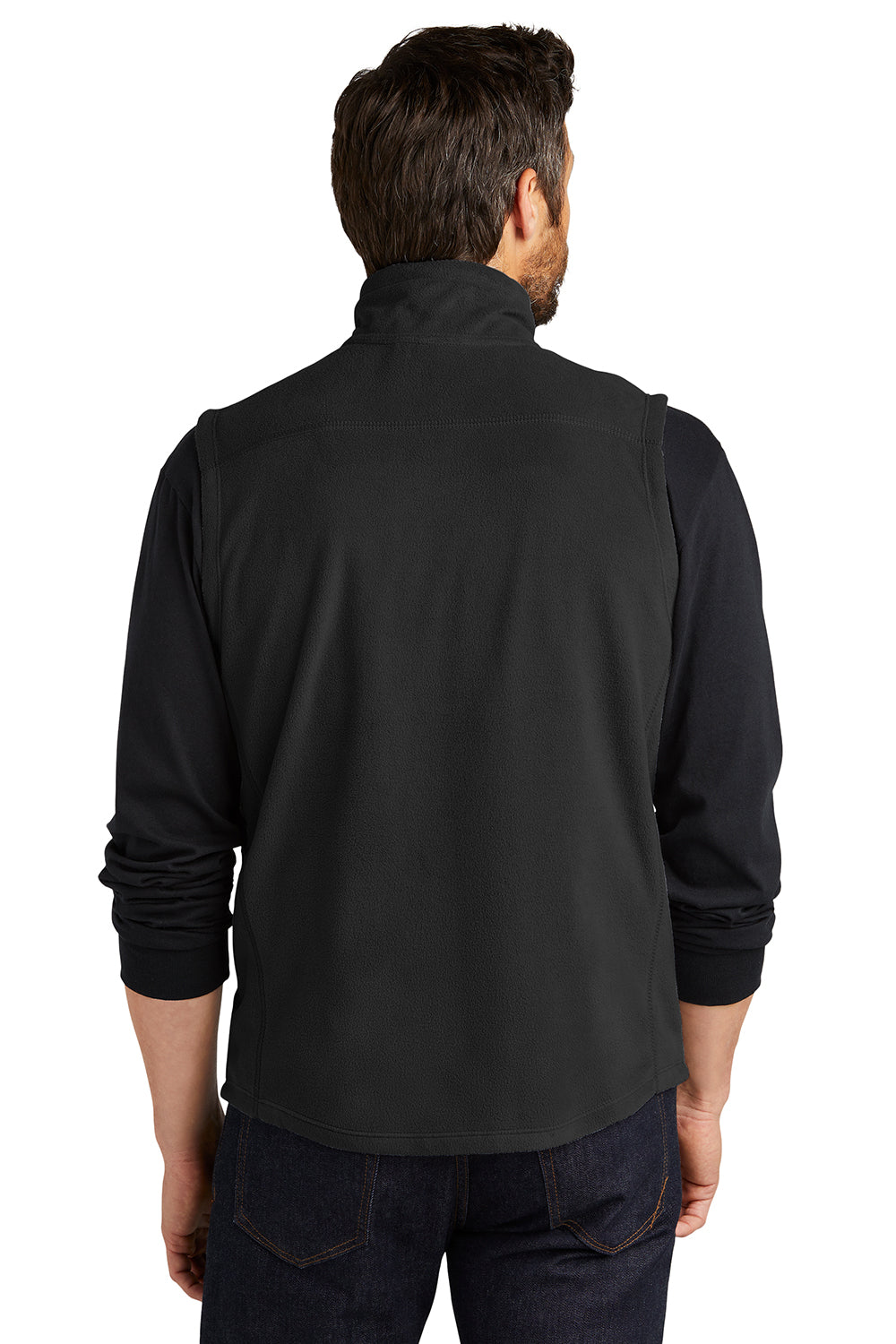 Port Authority F226 Mens Pill Resistant Microfleece Full Zip Vest Black Model Back