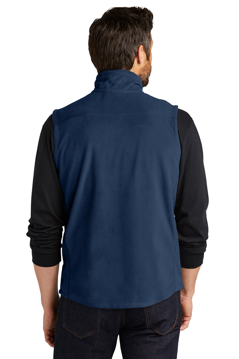 Port Authority F226 Mens Pill Resistant Microfleece Full Zip Vest True Navy Blue Model Back