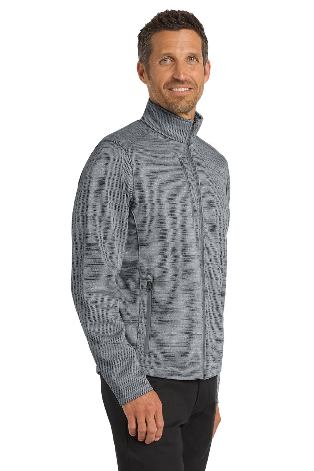 Port Authority F231 Mens Full Zip Fleece Jacket Grey Model Side