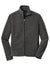 Port Authority F235 Mens Heather Pill Resistant Microfleece Full Zip Sweatshirt w/ Pockets Heather Charcoal Black Flat Front
