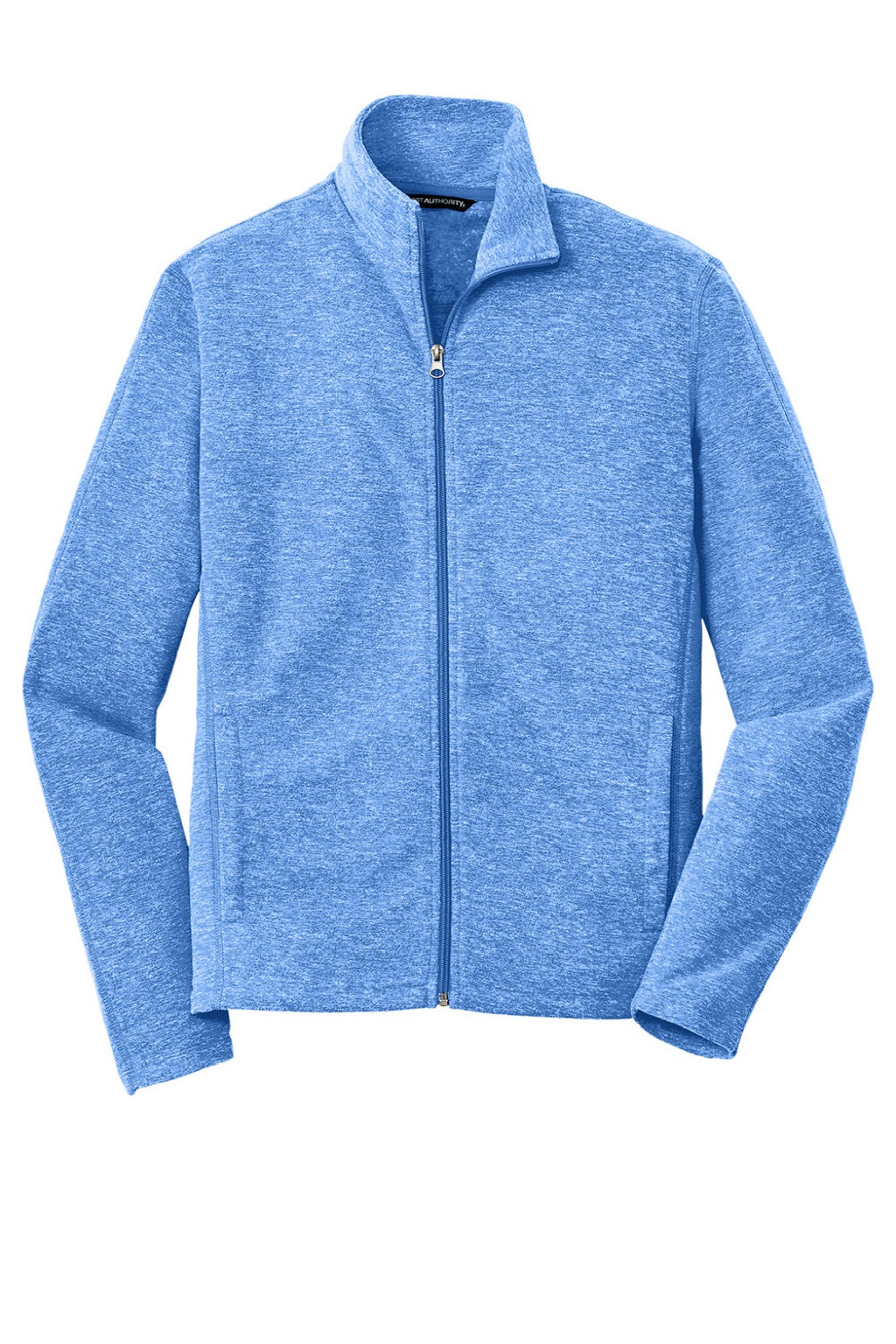 Port Authority F235 Mens Heather Pill Resistant Microfleece Full Zip Sweatshirt w/ Pockets Heather Light Royal Blue Flat Front