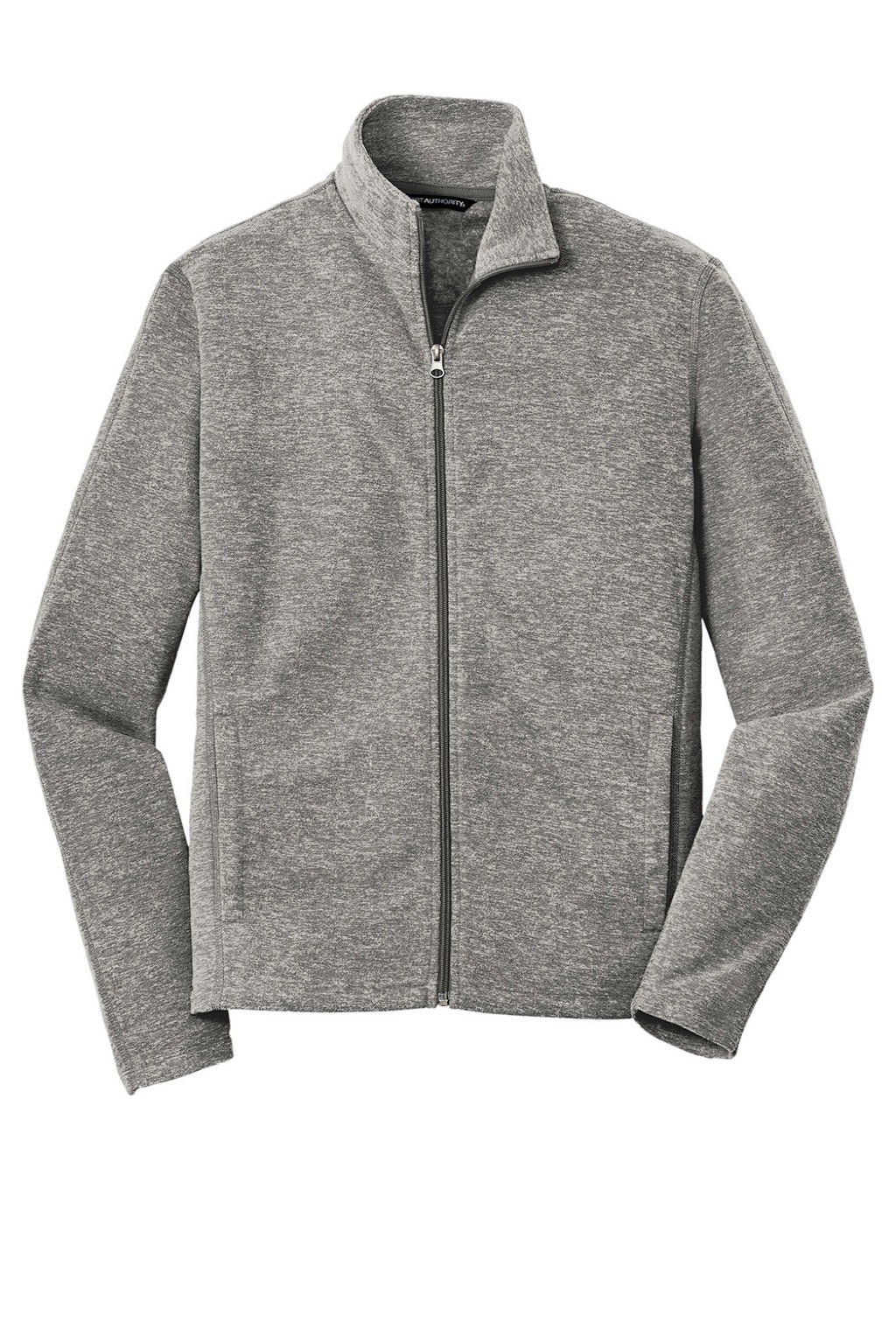 Port Authority F235 Mens Heather Pill Resistant Microfleece Full Zip Sweatshirt w/ Pockets Heather Pearl Grey Flat Front