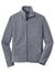 Port Authority F235 Mens Heather Pill Resistant Microfleece Full Zip Sweatshirt w/ Pockets Heather True Navy Blue Flat Front